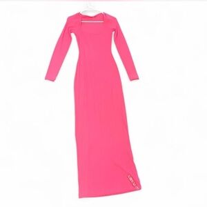 Vibrant Long Sleeve Pink Dress
